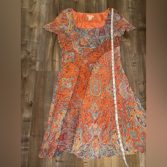 Sundance Silk Paisley Print Dress Size 8 - Picture 5 of 9